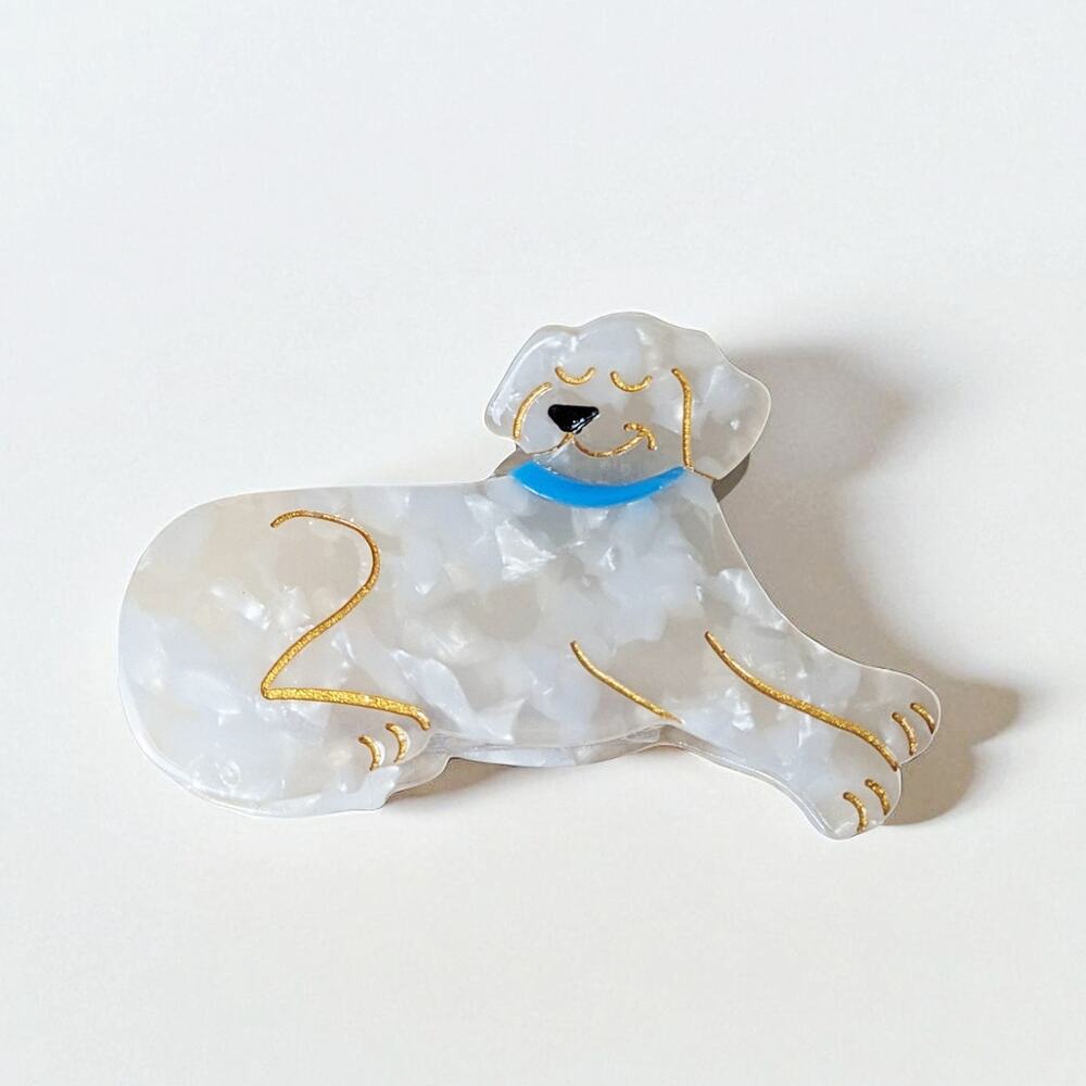 Quirky Gold Trim Happy Fashion Cool Dog Rhinestones Claw Hair Clip